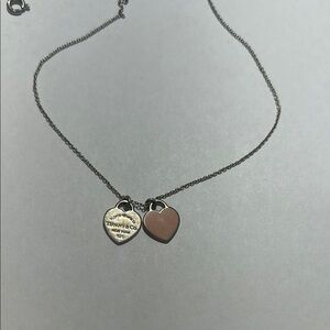 Tiffany & Co. Silver and Pink Heart Pendant Necklace